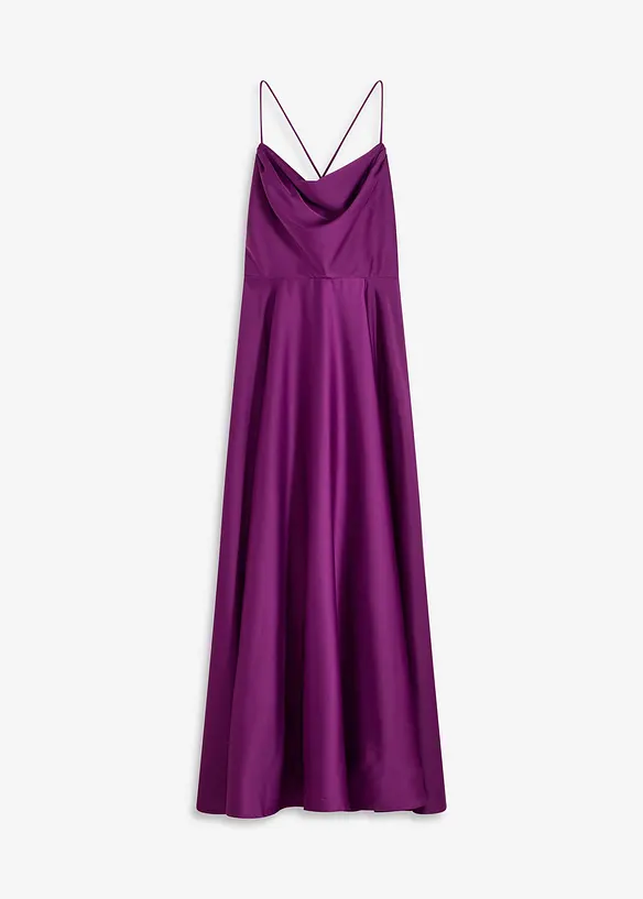 Robe à bretelles en satin texturé, bonprix