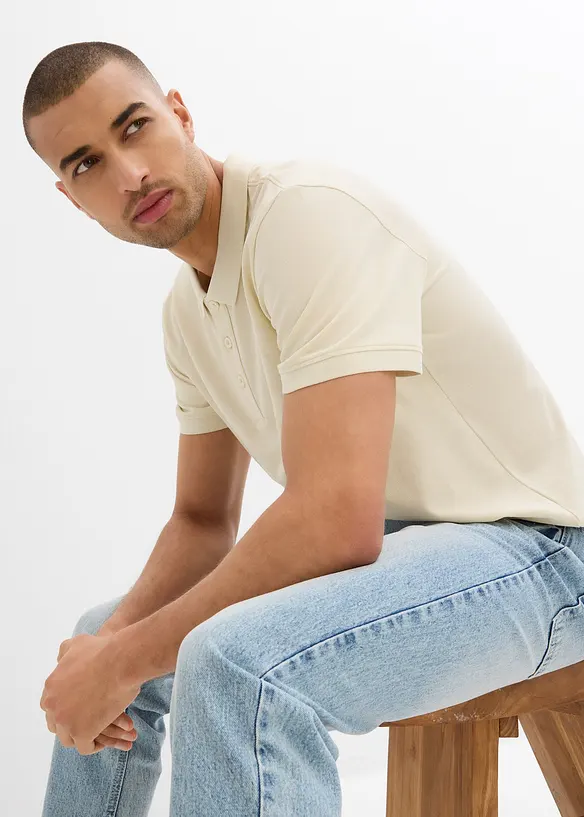 Lot de 2 polos en maille piquée, 100% coton, bonprix