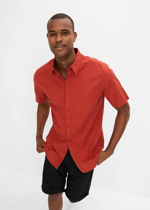 Chemise manches courtes en lin mélangé léger, bonprix