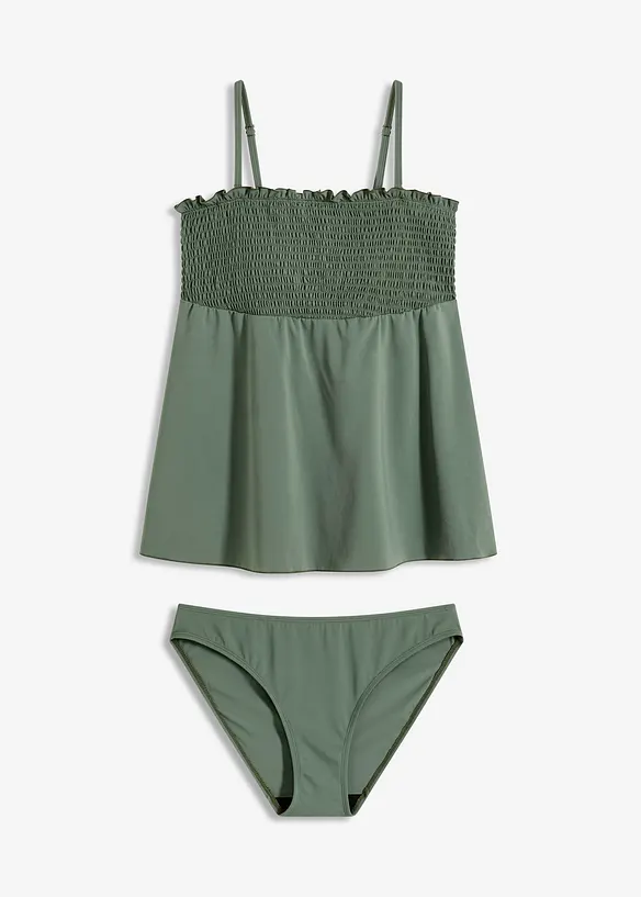 Tankini bandeau smocké (ens. 2 pces), bonprix