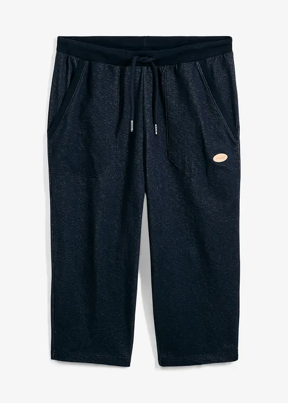 Pantalon 3/4 molleton aspect denim à taille élastiquée, bonprix