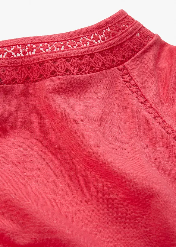T-shirt 100 % lin avec dentelle, bonprix