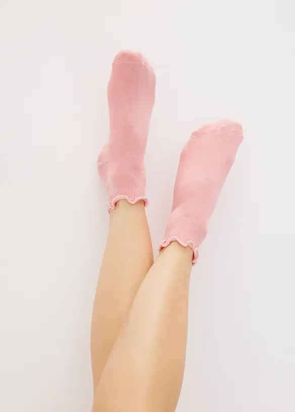 Lot de 6 paires de chaussettes basses à bord volanté, bonprix