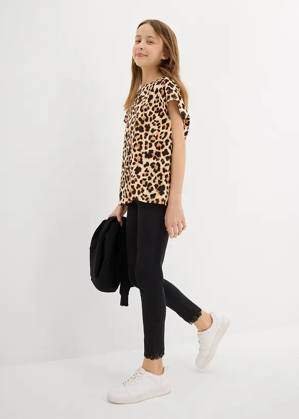 Lot de 2 leggings avec finition dentelle, bonprix