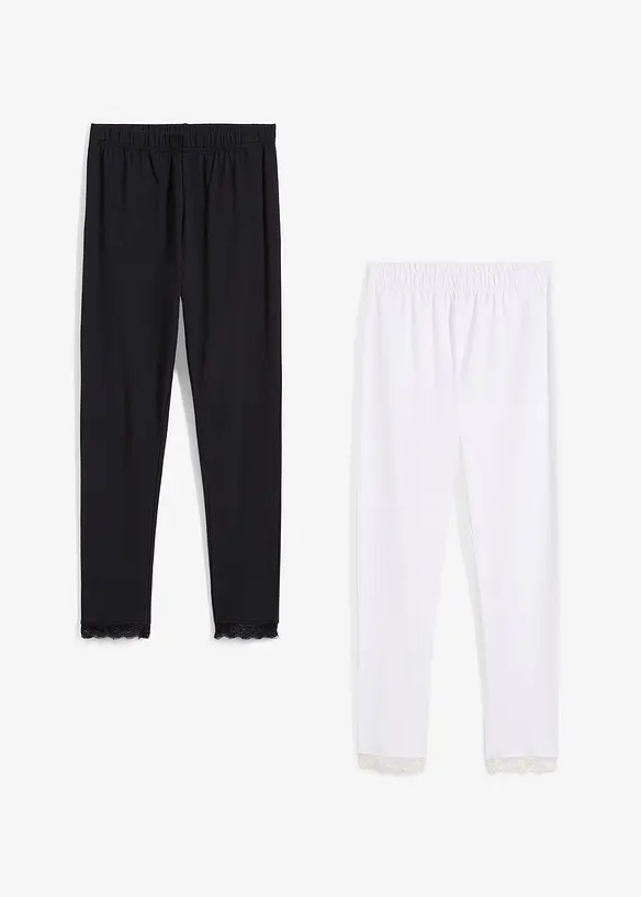 Lot de 2 leggings avec finition dentelle, bonprix