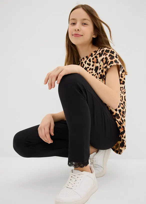 Lot de 2 leggings avec finition dentelle, bonprix