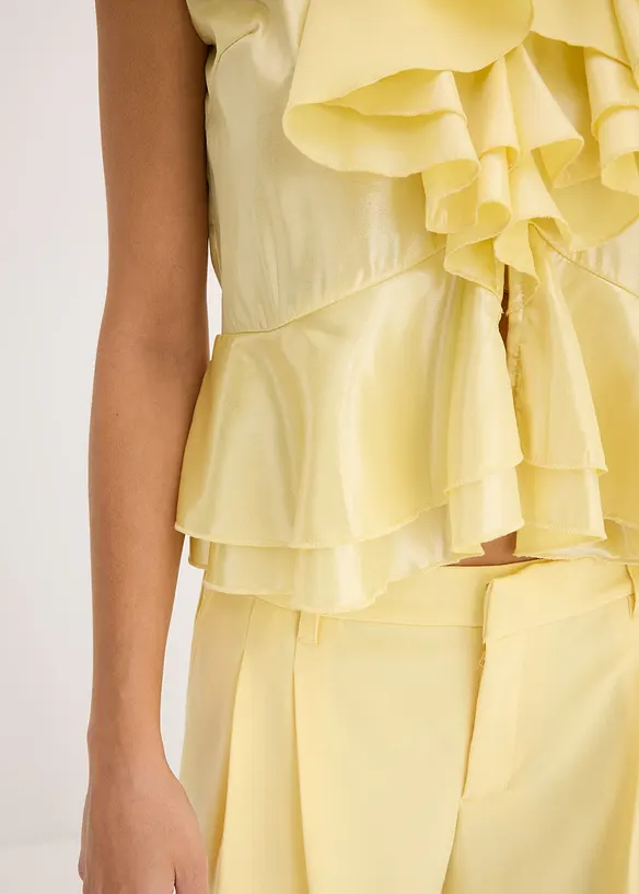 Blouse brillante à volants, bonprix