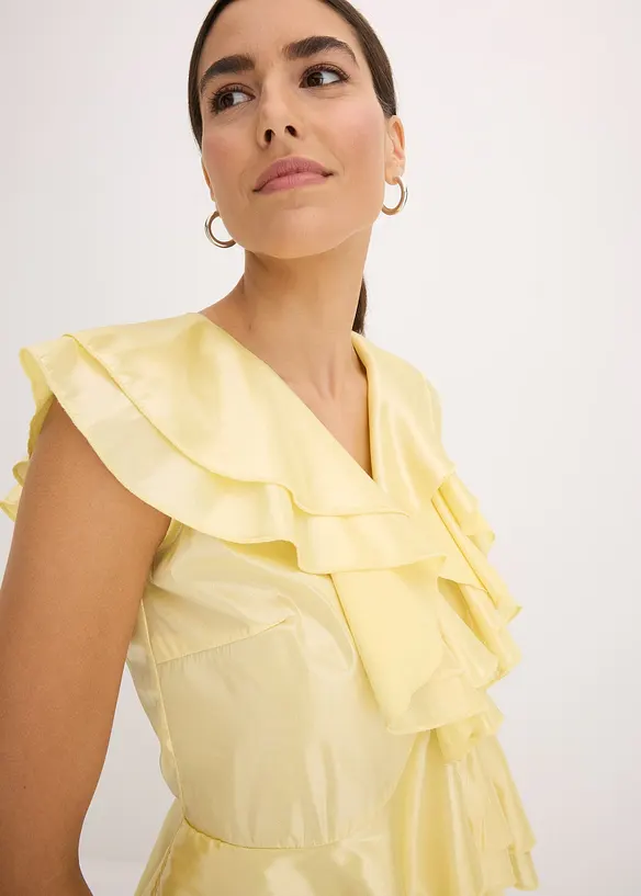 Blouse brillante à volants, bonprix