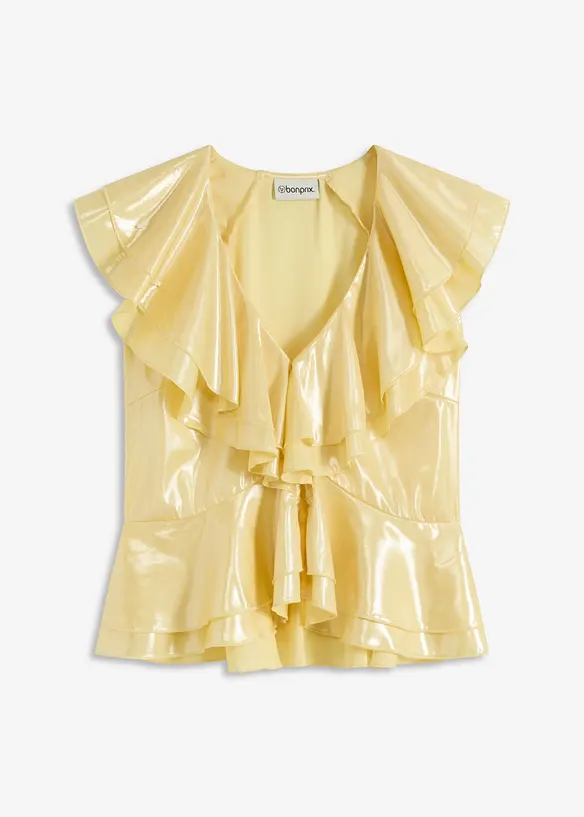 Blouse brillante à volants, bonprix