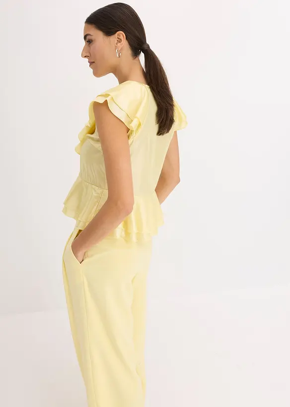 Blouse brillante à volants, bonprix
