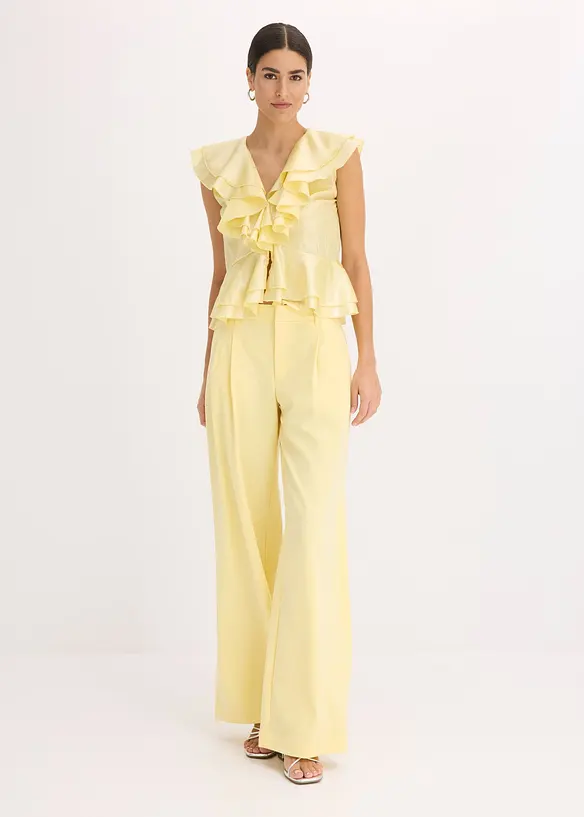 Blouse brillante à volants, bonprix