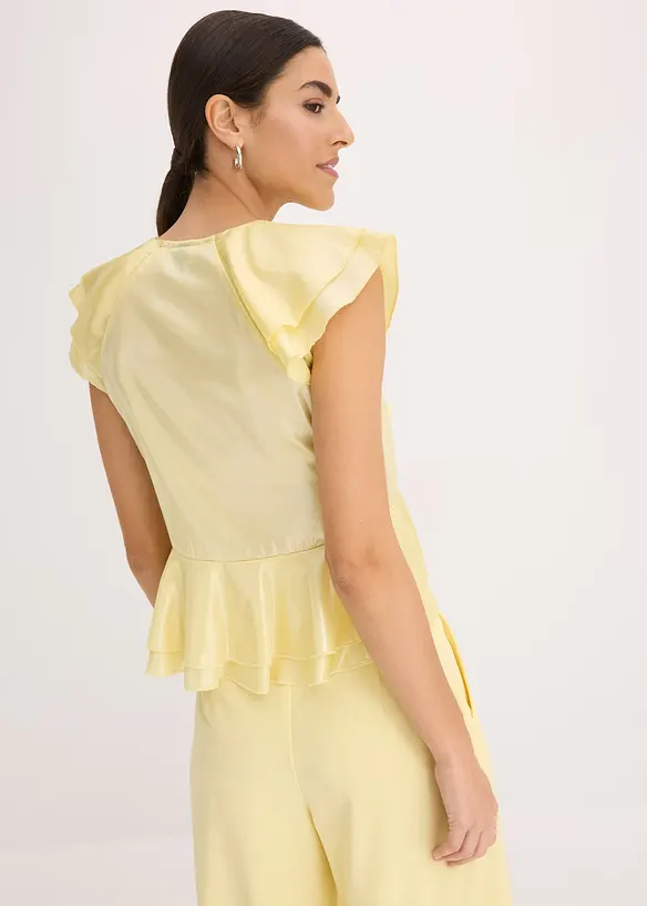 Blouse brillante à volants, bonprix