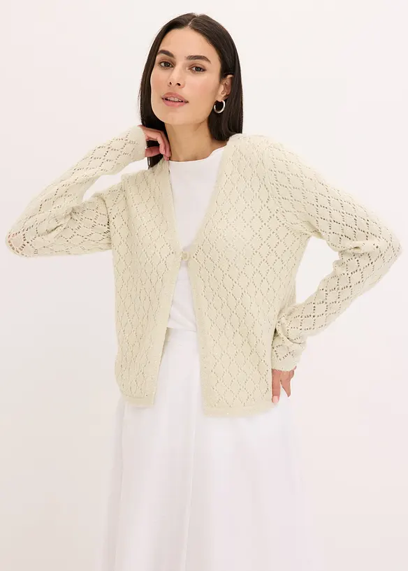 Gilet court en maille ornée de sequins, bonprix