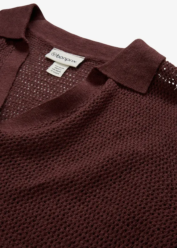 Ajour-Strickpolo mit Leinenanteil, bonprix