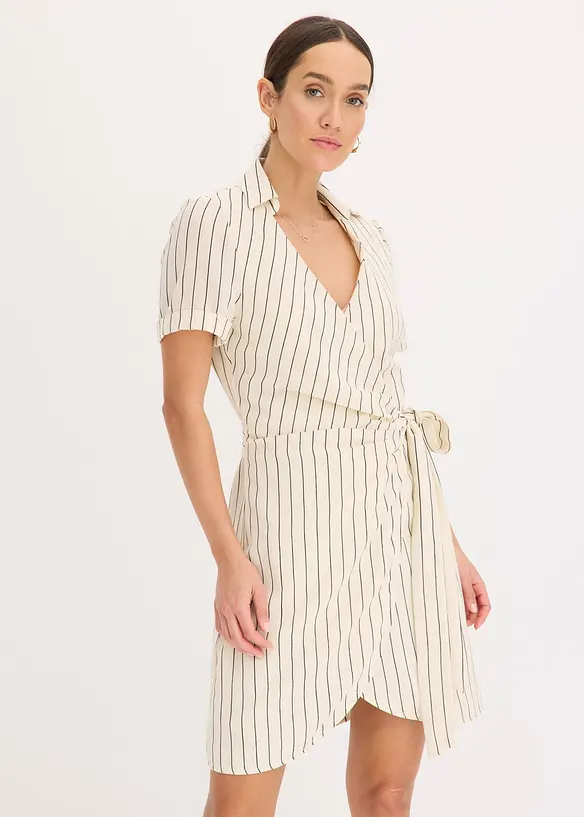 Robe portefeuille aspect lin, bonprix