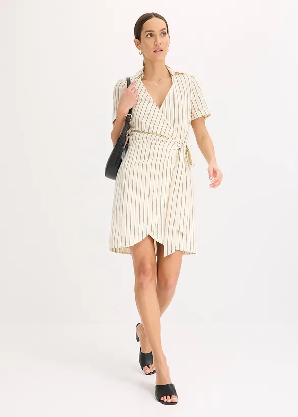 Robe portefeuille aspect lin, bonprix