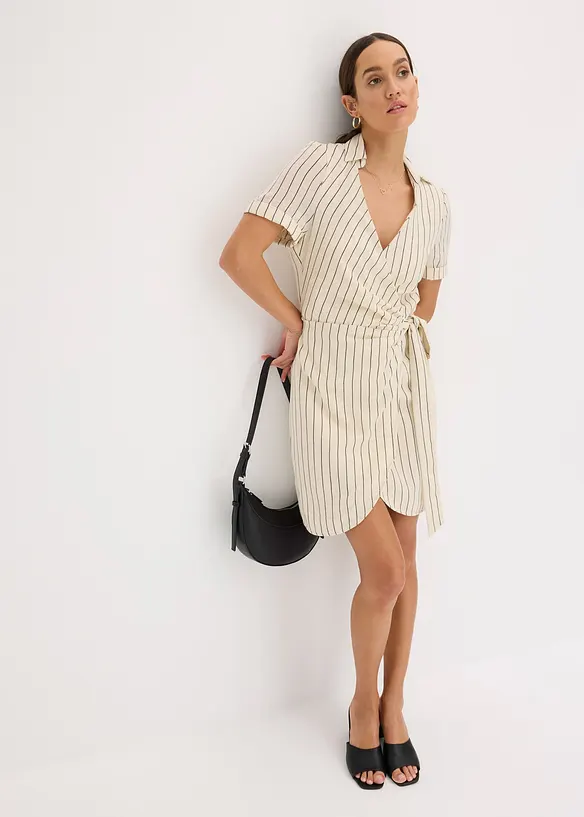 Robe portefeuille aspect lin, bonprix