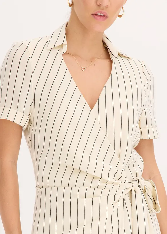 Robe portefeuille aspect lin, bonprix