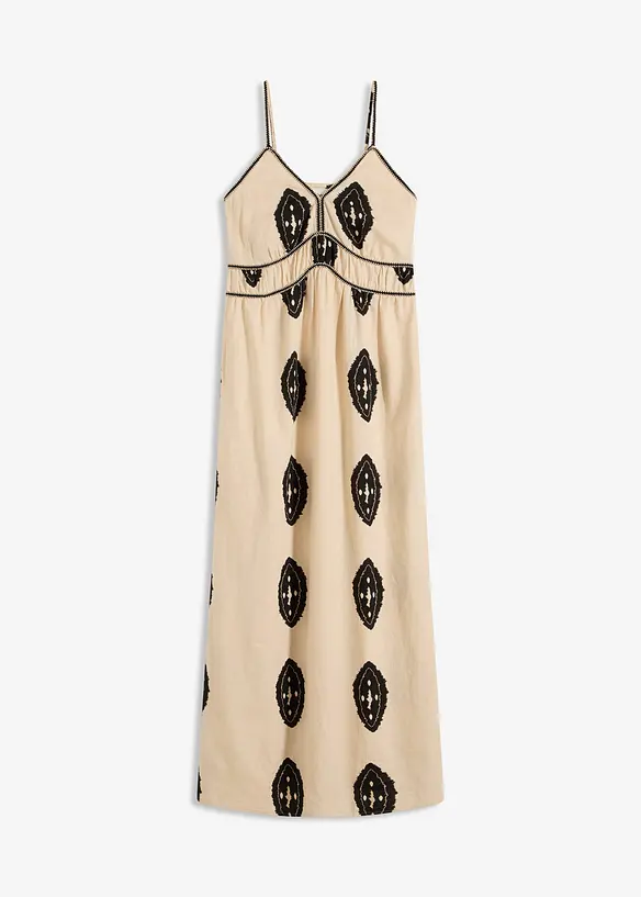 Robe longue imprimée en lin majoritaire, bonprix