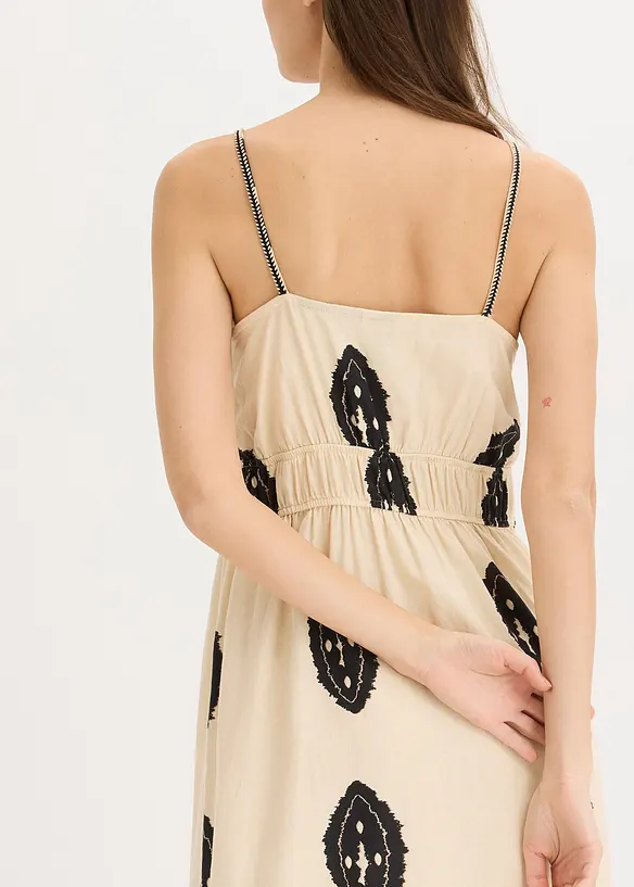 Robe longue imprimée en lin majoritaire, bonprix