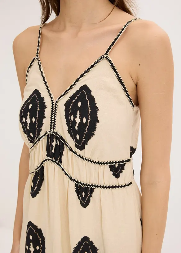 Robe longue imprimée en lin majoritaire, bonprix