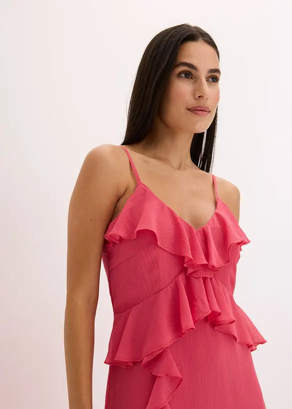 Chiffon-Midikleid mit Volants, bonprix