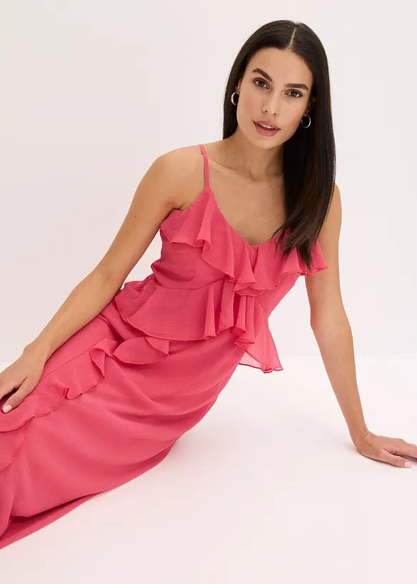 Chiffon-Midikleid mit Volants, bonprix
