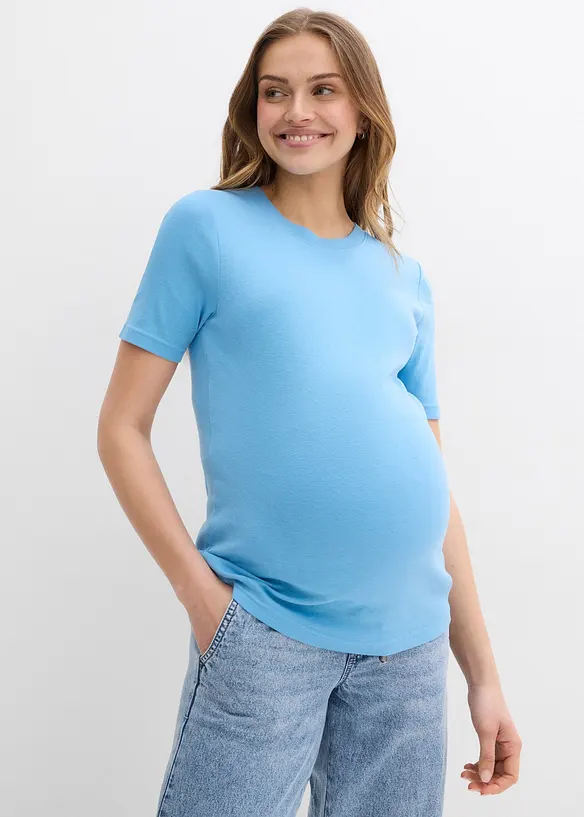Lot de 2 t-shirts de grossesse côtelés 100% coton, bonprix