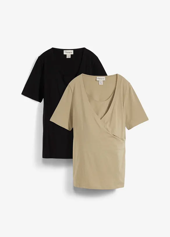Lot de 2 T-shirts de grossesse et d'allaitement, bonprix