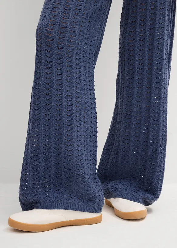 Pantalon taille élastiquée en maille ajourée, bonprix