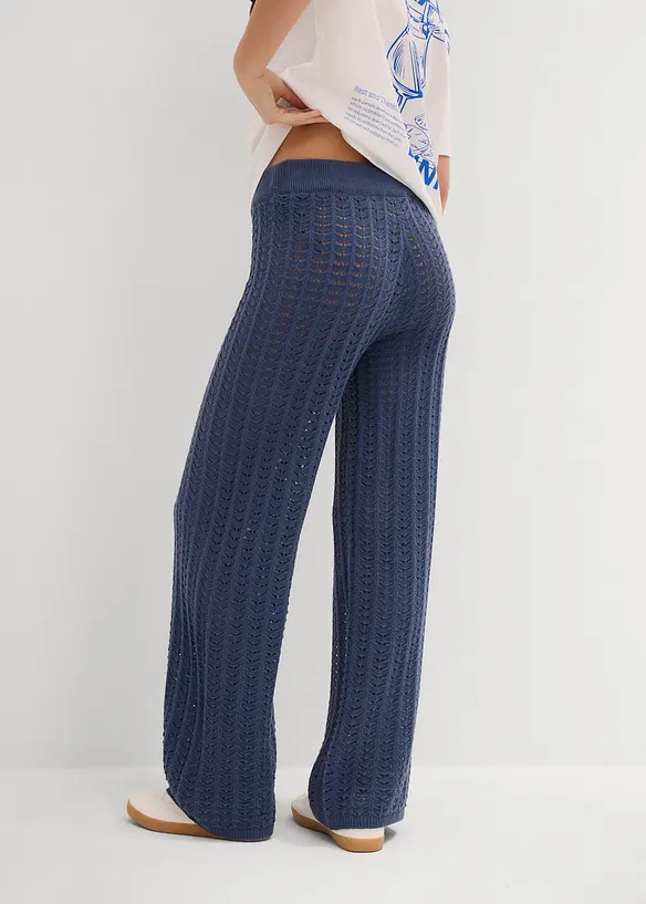 Pantalon taille élastiquée en maille ajourée, bonprix