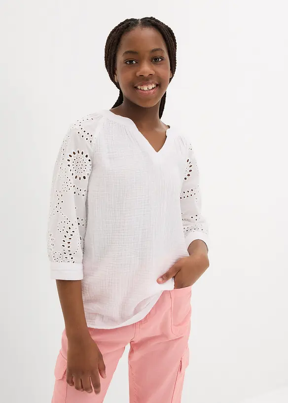 Blouse longue en gaze de coton légère, bonprix