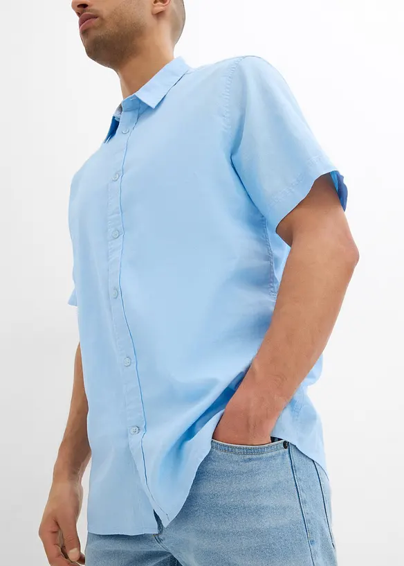 Chemise manches courtes en lin mélangé léger, bonprix