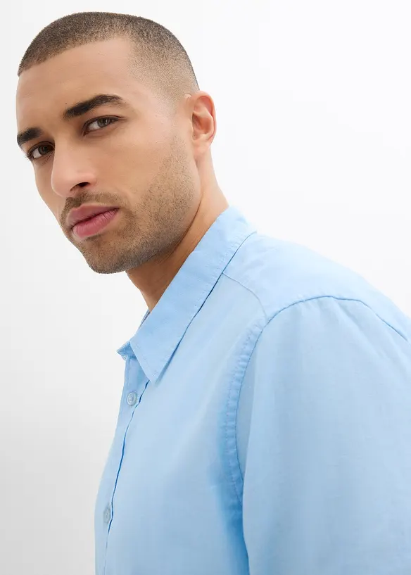 Chemise manches courtes en lin mélangé léger, bonprix