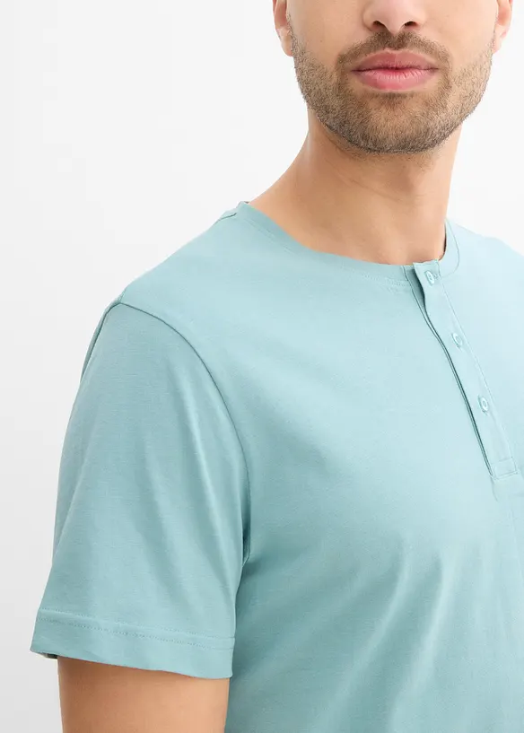 Lot de 3 T-shirts col tunisien 100% coton, bonprix