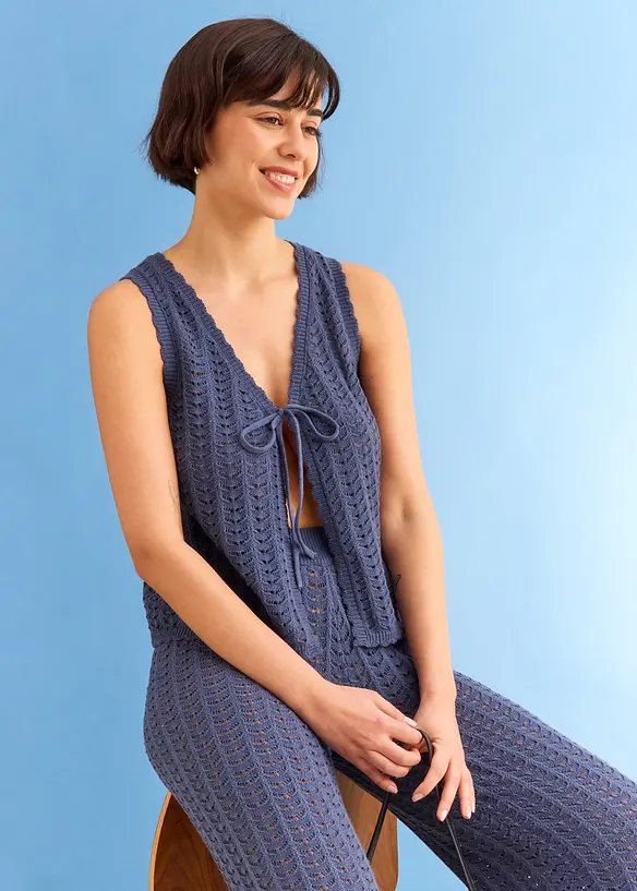 Gilet sans manches en maille ajourée, bonprix
