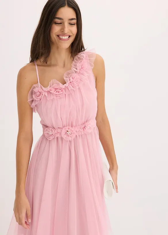 Robe une épaule en tulle délicat, bonprix