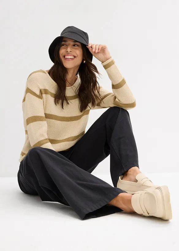 Pantalon fluide en lin mélangé, bonprix