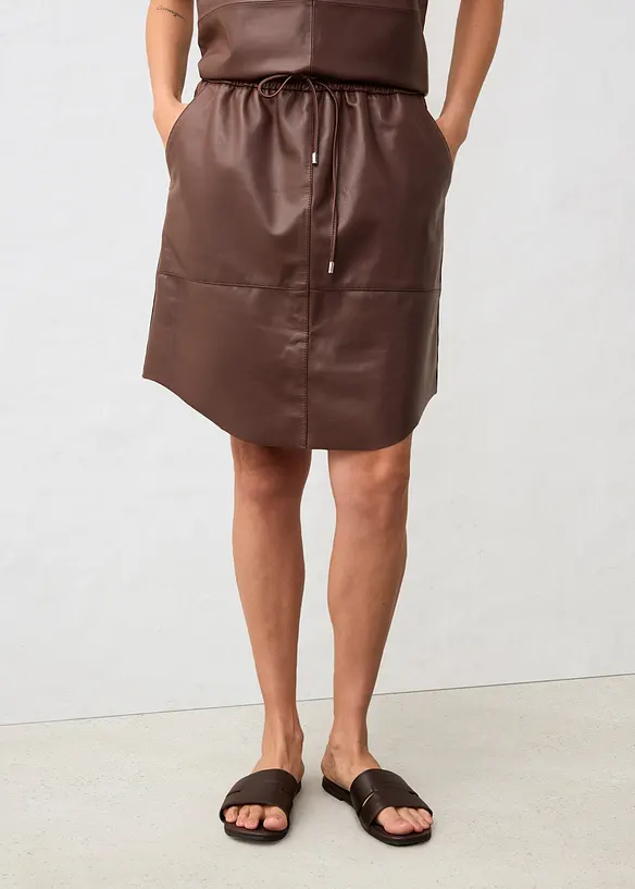 Jupe en cuir nappa d’agneau, bonprix