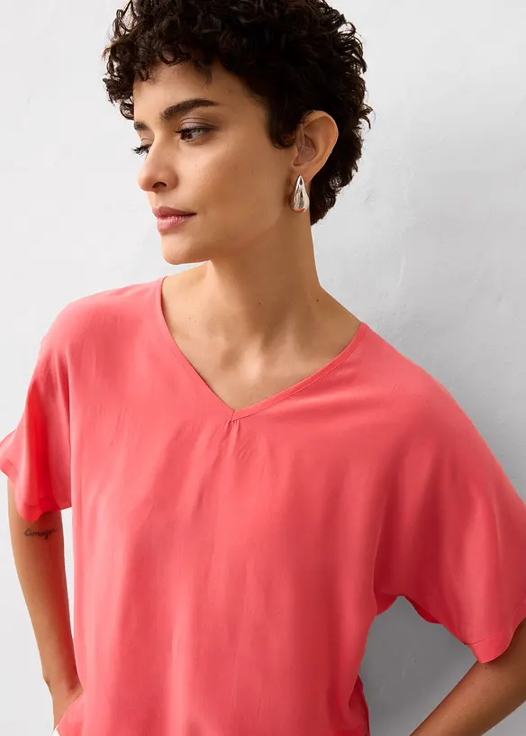 Shirt mit Seidenanteil und Webeinsatz, bonprix