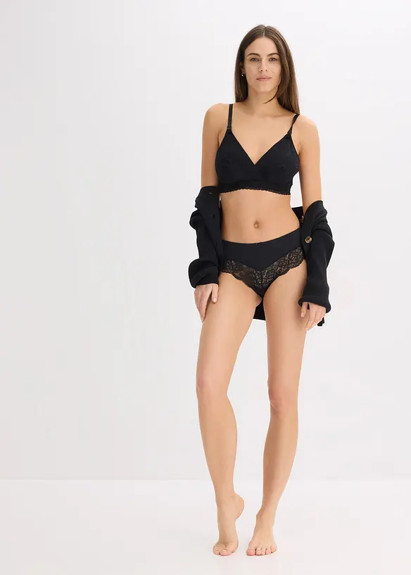 Soutien-gorge d’allaitement coton et dentelle sans armatures, bonprix