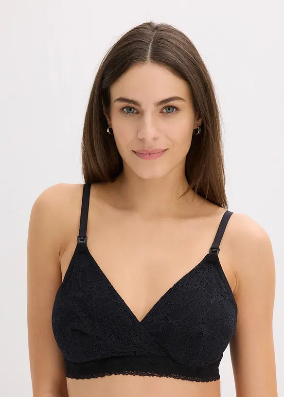 Soutien-gorge d’allaitement coton et dentelle sans armatures, bonprix