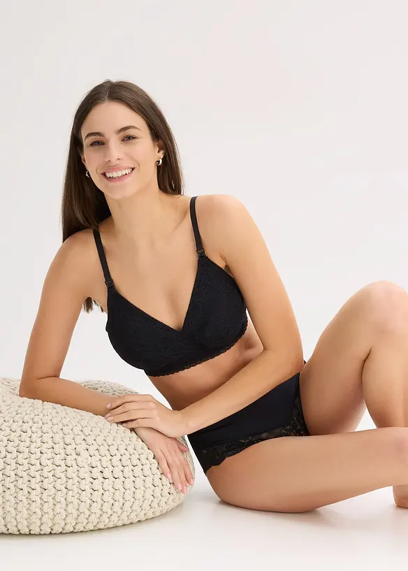 Soutien-gorge d’allaitement coton et dentelle sans armatures, bonprix