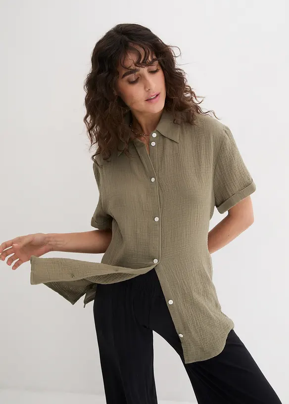 2-in-1 Umstands- und Stillbluse aus reinem Baumwoll-Musselin, bonprix