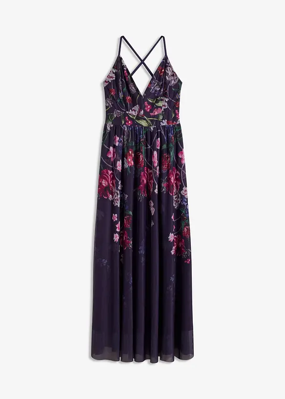 Robe longue en tulle délicat avec bretelles, bonprix