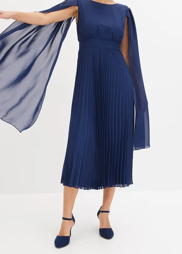 Robe en crêpe avec jupe plissée, bonprix
