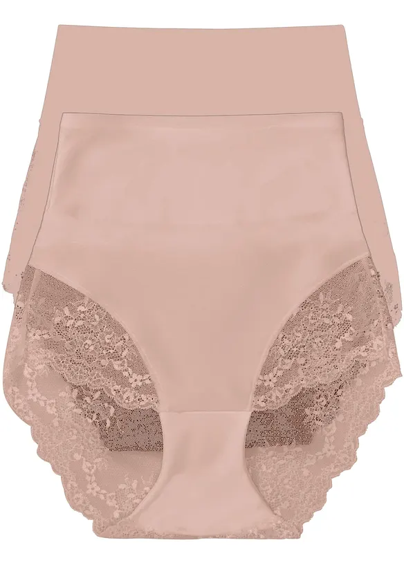 Lot de 2 culottes sculptantes lasercut, maintien modéré, bonprix