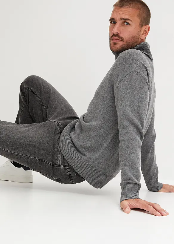Rollkragenpullover mit recycelter Baumwolle, Loose Fit, bonprix