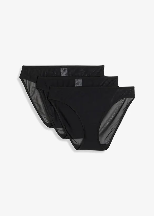 Lot de 3 slips en mesh, bonprix
