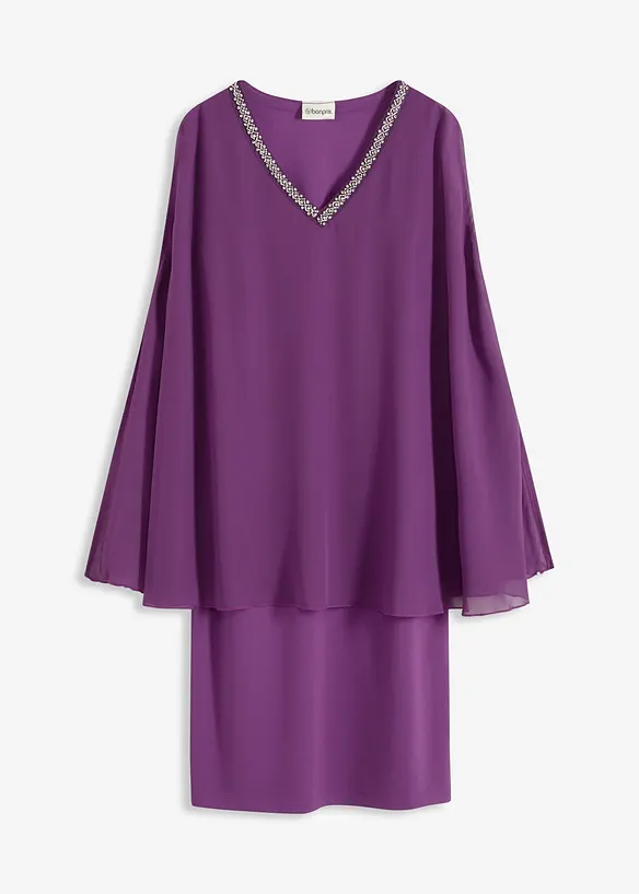 Robe en crêpe avec finition strass, bonprix